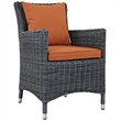 Modway Summon 2-Piece Rattan Fabric Patio Dining Chairs in Canvas Gray/Tuscan