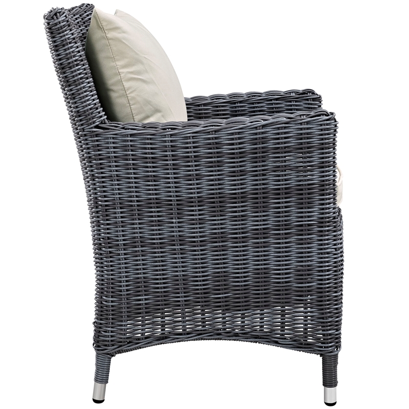 Modway Summon 4-Piece Rattan Fabric Patio Dining Chairs in Antique Canvas/Beige
