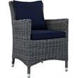 Modway Summon 4-Piece Rattan Fabric Patio Dining Chairs in Canvas Gray/Navy