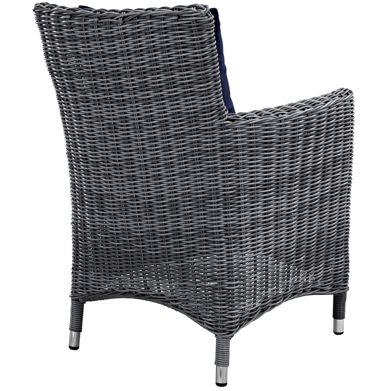 Modway Summon 4-Piece Rattan Fabric Patio Dining Chairs in Canvas Gray/Navy