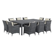 Modway Summon 11-Piece Rattan Fabric Patio Dining Set in Antique Canvas/Beige