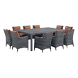 Modway Summon 11-Piece Rattan Fabric Patio Dining Set in Canvas/Tuscan