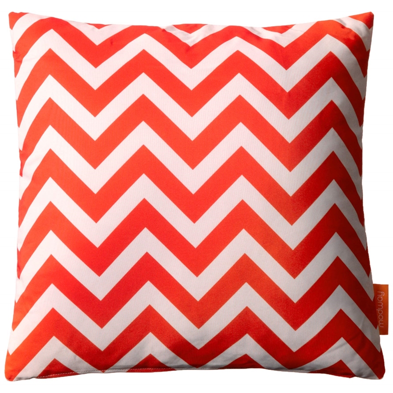 Modway 2-Piece Polyester Fabric Outdoor Patio Pillow Set in Chevron Orange