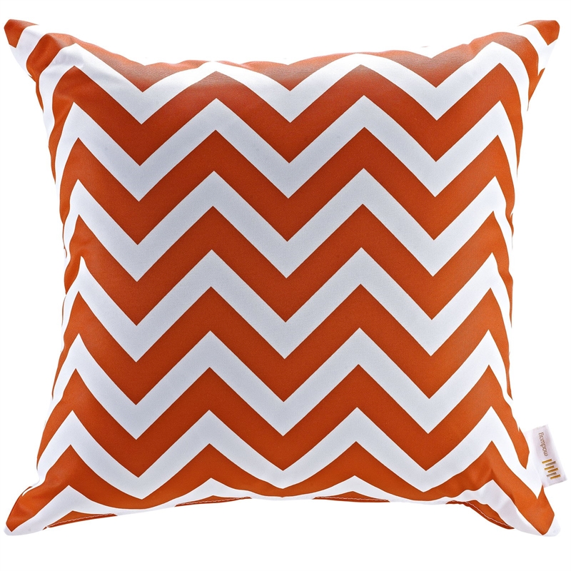 Modway 2-Piece Polyester Fabric Outdoor Patio Pillow Set in Chevron Orange