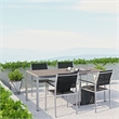 Modway Shore 5-Piece Outdoor Patio Wood and Aluminum Dining Set in Silver/Black