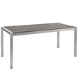 Modway Shore 5-Piece Outdoor Patio Wood and Aluminum Dining Set in Silver/Black