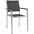 Modway Shore 7-Piece Outdoor Patio Wood and Aluminum Dining Set in Silver/Black