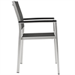 Modway Shore 7-Piece Outdoor Patio Wood and Aluminum Dining Set in Silver/Black