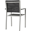 Modway Shore 7-Piece Outdoor Patio Wood and Aluminum Dining Set in Silver/Black