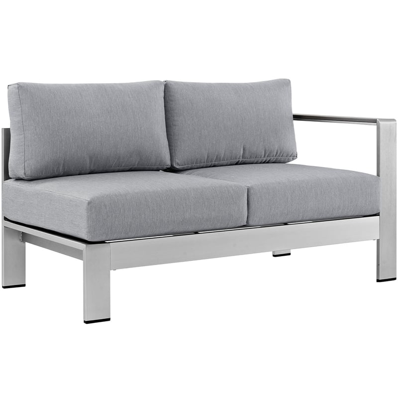 Modway Shore 6-Piece Outdoor Patio Aluminum Sectional Sofa Set in Silver/Gray