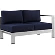 Modway Shore 5-Piece Outdoor Patio Aluminum Sectional Sofa Set in Silver/Navy