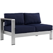 Modway Shore 6-Piece Outdoor Patio Aluminum Sectional Sofa Set in Silver/Navy