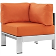 Modway Shore 6-Piece Outdoor Patio Aluminum Sectional Sofa Set in Silver/Orange