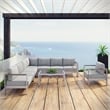 Modway Shore 7-Piece Outdoor Patio Aluminum Sectional Sofa Set in Silver/Gray