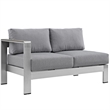 Modway Shore 7-Piece Outdoor Patio Aluminum Sectional Sofa Set in Silver/Gray