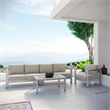 Modway Shore 4-Piece Outdoor Patio Aluminum Sectional Sofa Set in Silver/Beige