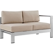 Modway Shore 4-Piece Outdoor Patio Aluminum Sectional Sofa Set in Silver/Beige
