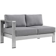 Modway Shore 4-Piece Outdoor Patio Aluminum Sectional Sofa Set in Silver/Gray