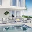 Modway Shore 5-Piece Outdoor Patio Aluminum Sectional Sofa Set in Silver/Gray