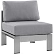 Modway Shore 5-Piece Outdoor Patio Aluminum Sectional Sofa Set in Silver/Gray