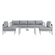 Modway Shore 5-Piece Outdoor Patio Aluminum Sectional Sofa Set in Silver/Gray