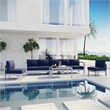 Modway Shore 6-Piece Outdoor Patio Aluminum Sectional Sofa Set in Silver/Navy