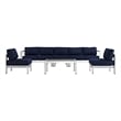 Modway Shore 6-Piece Outdoor Patio Aluminum Sectional Sofa Set in Silver/Navy