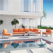 Modway Shore 6-Piece Outdoor Patio Aluminum Sectional Sofa Set in Silver/Orange