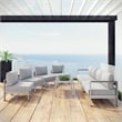 Modway Shore 7-Piece Aluminum Fabric Patio Sectional Sofa Set in Silver/Gray