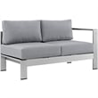 Modway Shore 7-Piece Aluminum Fabric Patio Sectional Sofa Set in Silver/Gray