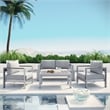 Modway Shore 6-Piece Outdoor Patio Aluminum Sectional Sofa Set in Silver/Gray