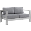 Modway Shore 6-Piece Outdoor Patio Aluminum Sectional Sofa Set in Silver/Gray