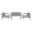 Modway Shore 6-Piece Outdoor Patio Aluminum Sectional Sofa Set in Silver/Gray