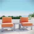 Modway Shore 3-Piece Outdoor Patio Aluminum Sectional Sofa Set in Silver/Orange