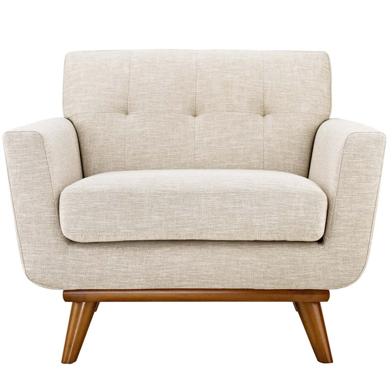 Modway Engage Modern Upholstered Fabric Tufted Armchair in Beige