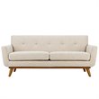 Modway Engage Modern Upholstered Fabric Tufted Loveseat in Beige