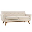 Modway Engage Modern Upholstered Fabric Tufted Loveseat in Beige