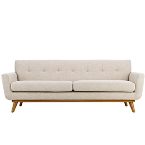 Modway Engage Modern Upholstered Fabric Tufted Sofa in Beige