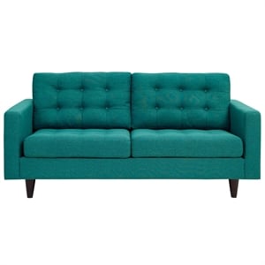 Modway Empress Modern Upholstered Fabric Loveseat in Teal Blue