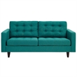 Modway Empress Modern Upholstered Fabric Loveseat in Teal Blue