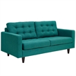 Modway Empress Modern Upholstered Fabric Loveseat in Teal Blue