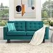 Modway Empress Modern Upholstered Fabric Loveseat in Teal Blue