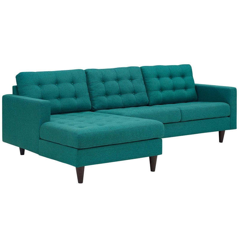 Modway Empress Upholstered Fabric Left-Facing Sectional Sofa in Teal Blue