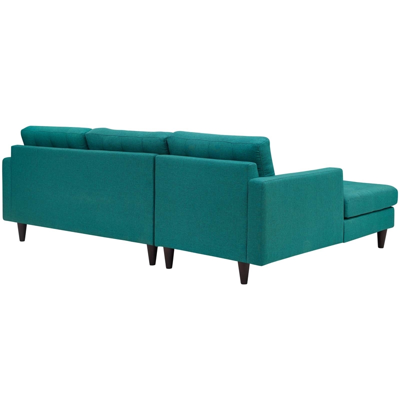 Modway Empress Upholstered Fabric Left-Facing Sectional Sofa in Teal Blue