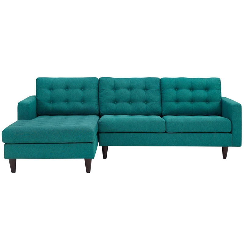 Modway Empress Upholstered Fabric Left-Facing Sectional Sofa in Teal Blue