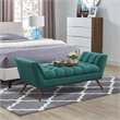 Modway Response Medium Modern Finely Upholstered Fabric Bench in Teal Blue
