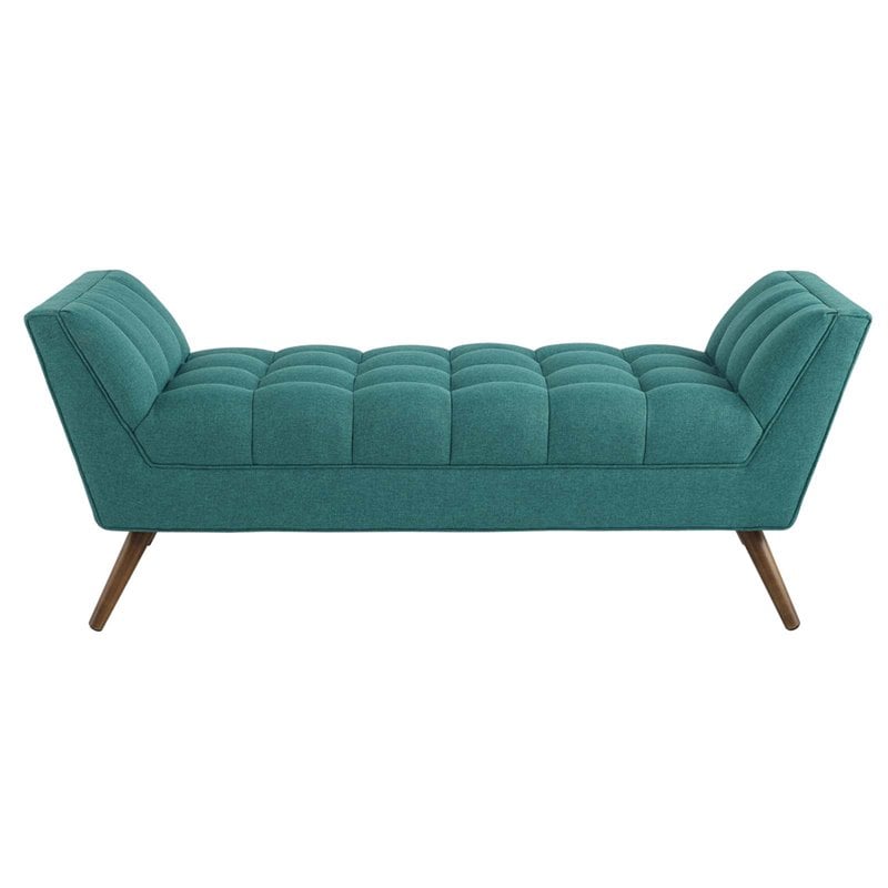 Modway Response Medium Modern Finely Upholstered Fabric Bench in Teal Blue