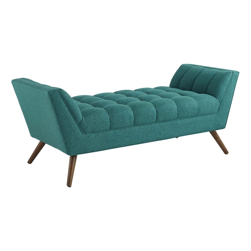 Modway Response Medium Modern Finely Upholstered Fabric Bench in Teal Blue