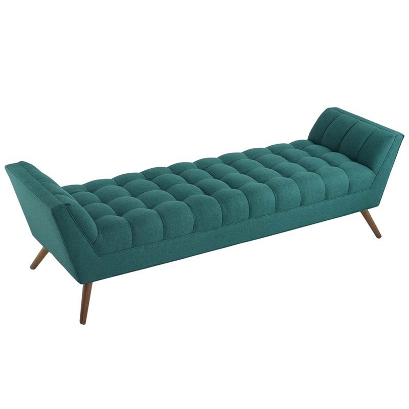 modway response upholstered fabric bedroom bench in teal