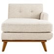 Modway Engage Right-Facing Upholstered Fabric and Wood Chaise in Beige